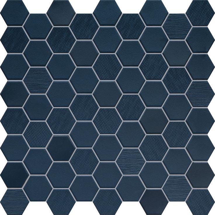 Terratinta Hexa Deep Navy | Porcelain | 38x43x4mm | Matt / Gloss/ Fabric