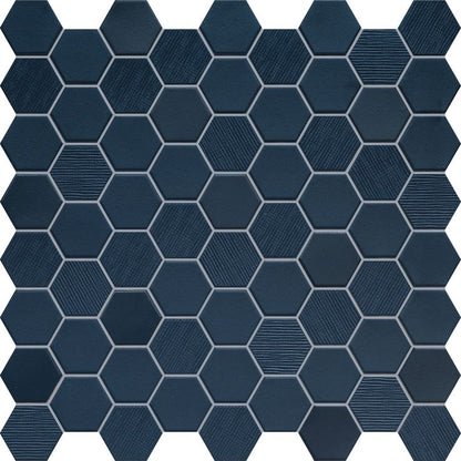 Terratinta Hexa Deep Navy | Porcelain | 38x43x4mm | Matt / Gloss/ Fabric