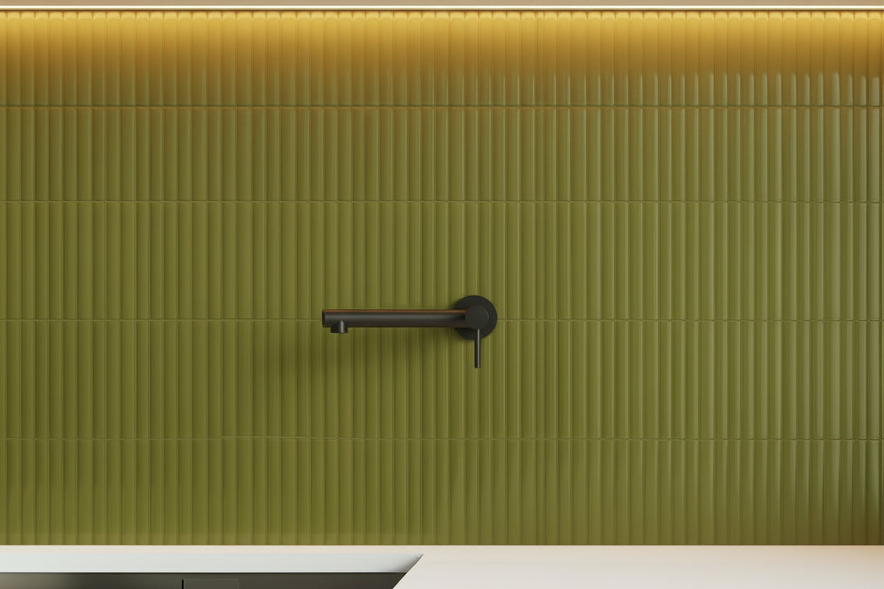 Senio Lapis Verde Oliva | Ceramic | 200x300mm | Crackle Gloss / Ribbed