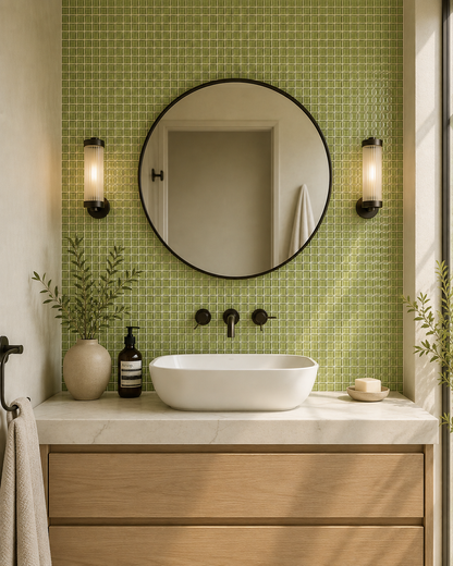 Divetro Verde | Glass | 23x23x8mm on 300x300mm mesh | Gloss