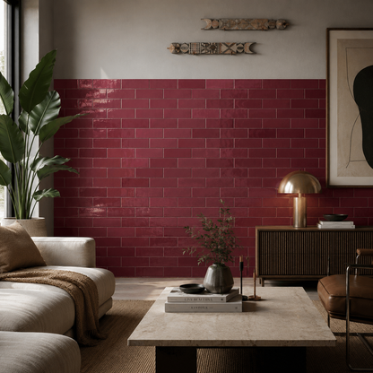PQJ43982-62 - Grestec Bardot Burgundy | Ceramic | 65x200x9mm | Gloss