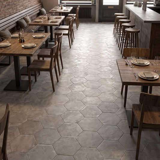 Equipe - Urban silver hexagon | Porcelain | 292x254x9mm | Natural