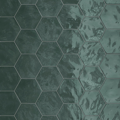Terratinta Hexa Wall Green Echo | Ceramic | 38x43x4mm on a 316x316mm mesh | Gloss