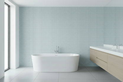 Paray Bleu Pastel Mosaics | Porcelain | 50x50mm on mesh | Matt