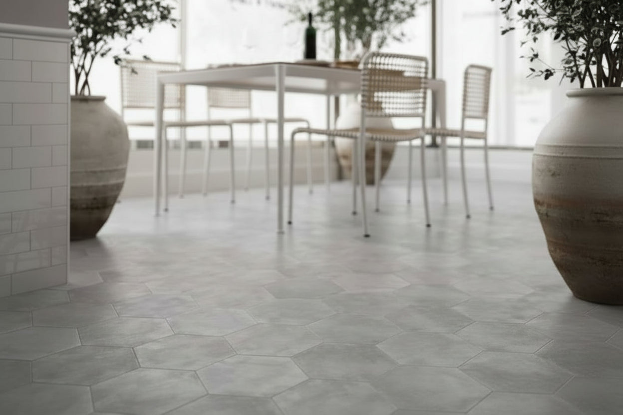 Equipe - Urban silver hexagon | Porcelain | 292x254x9mm | Natural
